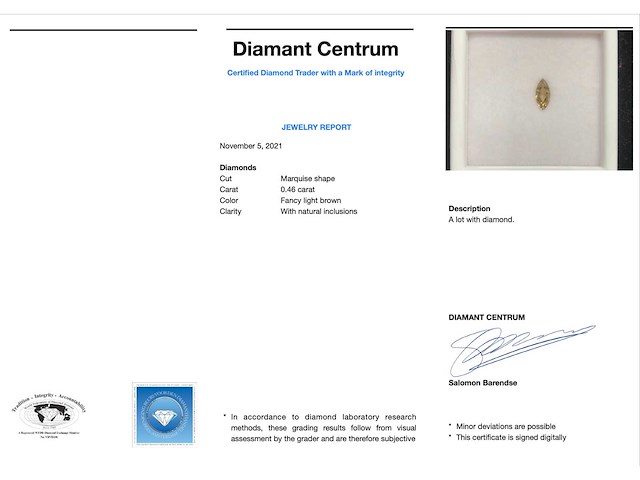 Gekleurde diamant 0.46 carat natuurlijke gekleurde diamant - afbeelding 3 van  4