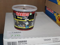 Gekleurde drop mix haribo in 3 overdozen met 6 emmers a650 g. tht 7-2026. - afbeelding 1 van  2
