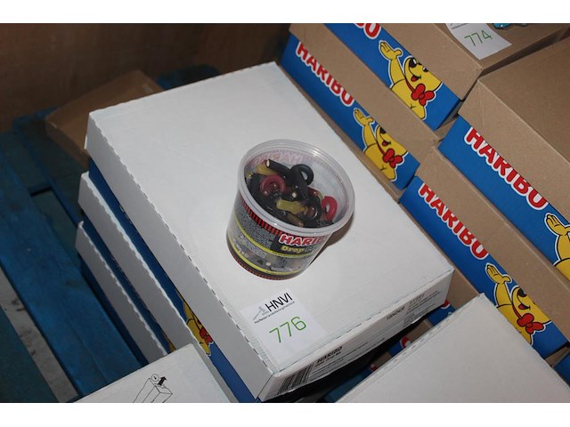 Gekleurde drop mix haribo in 3 overdozen met 6 emmers a650 g. tht 7-2026. - afbeelding 2 van  2