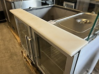 Gekoelde verkoopvitrine, toonbank met gebogen glazen opbouw en 2 glazen draaideuren, ggm gastro - afbeelding 7 van  8