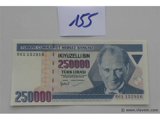 Geldbriefje 250.000 turkse lirasi - afbeelding 1 van  2