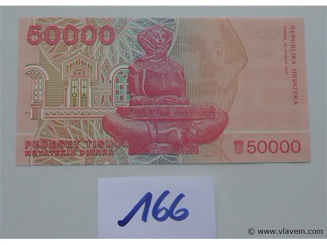 Geldbriefje 50.000 dinara kroatië - afbeelding 1 van  2