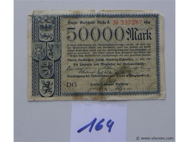 Geldbriefje duitsland 1923 50.000 mark - afbeelding 1 van  2