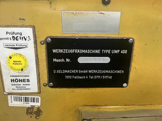 Geldmacher - uwf 400 - diverse freesmachines - afbeelding 3 van  11