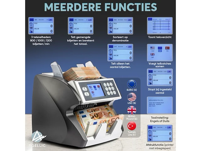 Geldtelmachine met meerdere optelfuncties en 2 talen agellic 770r - afbeelding 7 van  15