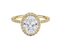 Gele entourage ring met een grote ovaal geslepen briljant - afbeelding 1 van  4