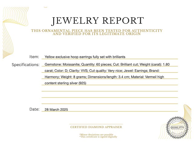 Gele exclusieve creolen volledig gezet briljanten - afbeelding 3 van  9