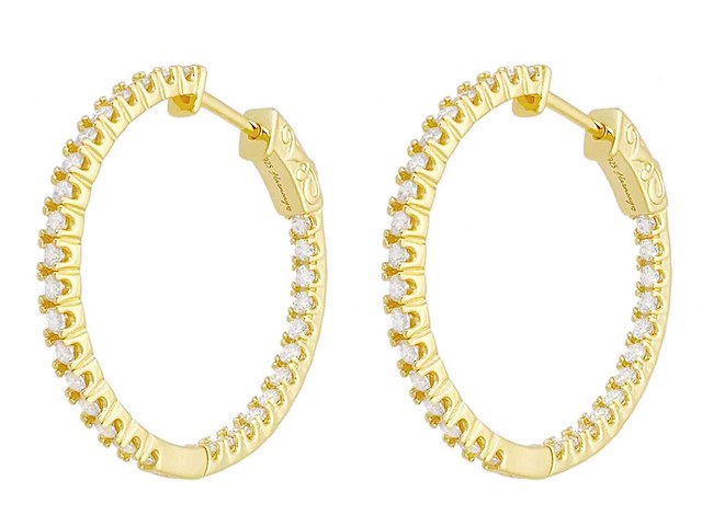 Gele exclusieve creolen volledig gezet briljanten - afbeelding 4 van  9