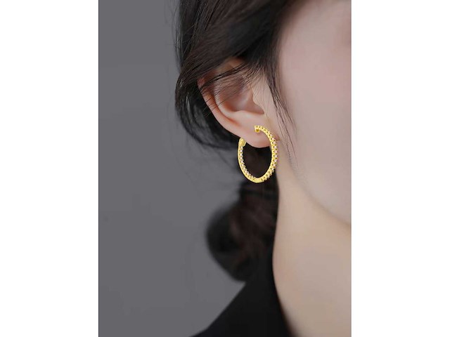 Gele exclusieve creolen volledig gezet briljanten - afbeelding 9 van  9