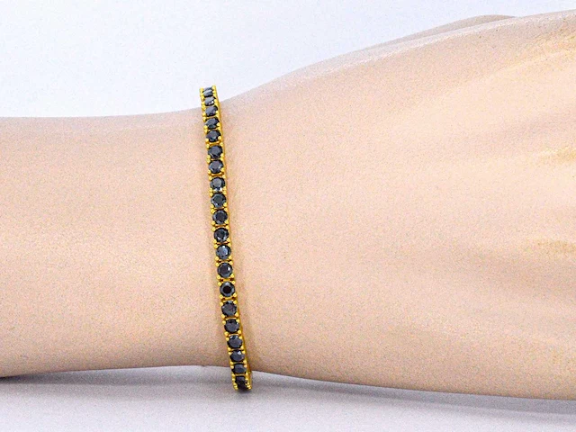 Gele moissaniet tennisarmband zwart - afbeelding 7 van  7
