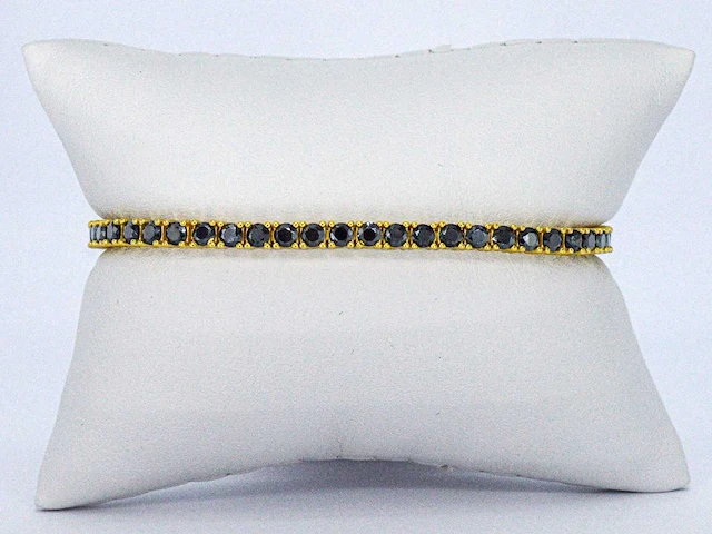 Gele moissaniet tennisarmband zwart - afbeelding 3 van  7