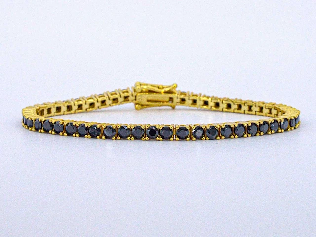 Gele moissaniet tennisarmband zwart - afbeelding 4 van  7