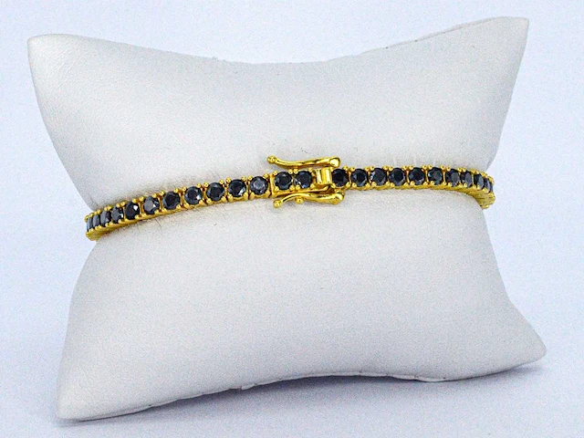 Gele moissaniet tennisarmband zwart - afbeelding 1 van  7