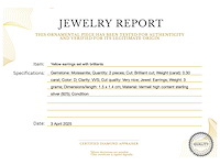 Gele oorbellen met briljant gezet - afbeelding 3 van  8