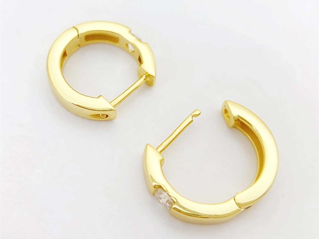 Gele oorbellen met briljant gezet - afbeelding 5 van  8