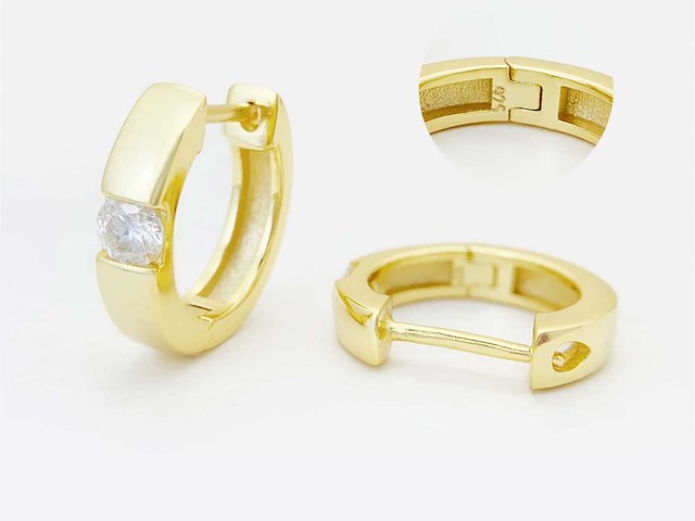 Gele oorbellen met briljant gezet - afbeelding 8 van  8