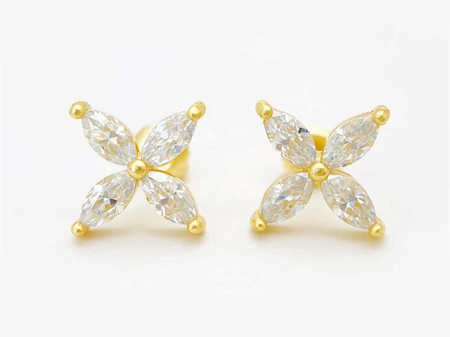 Gele oorknoppen marquise gezet - afbeelding 1 van  9