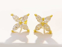 Gele oorknoppen marquise gezet - afbeelding 4 van  9