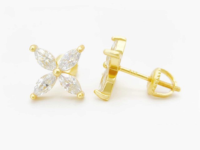 Gele oorknoppen marquise gezet - afbeelding 8 van  9