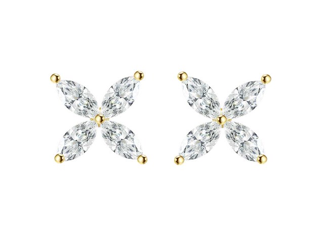 Gele oorknoppen met marquise zetting - afbeelding 6 van  9