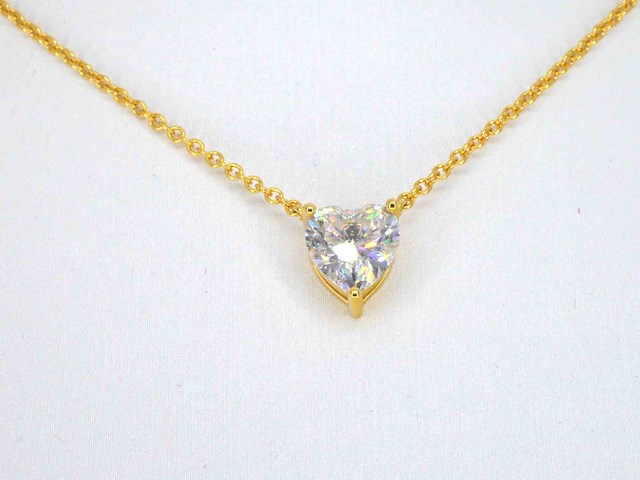 Gele solitair halsketting hartvorm briljant hoge kwaliteit - afbeelding 1 van  7