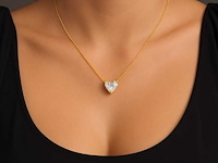 Gele solitair halsketting hartvorm briljant hoge kwaliteit - afbeelding 2 van  7