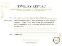 Gele solitair halsketting hartvorm briljant hoge kwaliteit - afbeelding 3 van  7