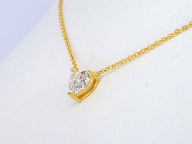 Gele solitair halsketting hartvorm briljant hoge kwaliteit - afbeelding 4 van  7
