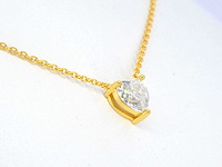 Gele solitair halsketting hartvorm briljant hoge kwaliteit - afbeelding 5 van  7