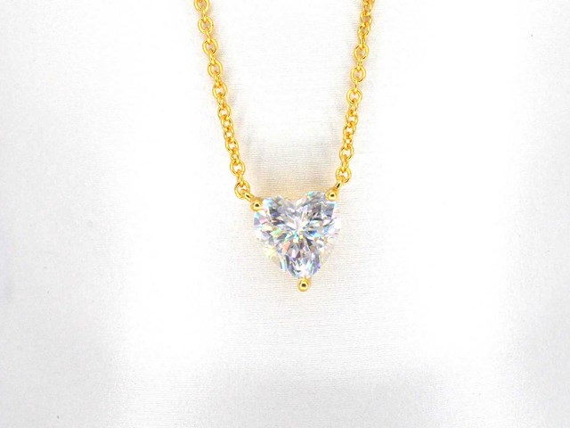 Gele solitair halsketting hartvorm briljant hoge kwaliteit - afbeelding 6 van  7