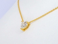 Gele solitair halsketting met hartvorm briljant van hoge kwaliteit - afbeelding 4 van  7