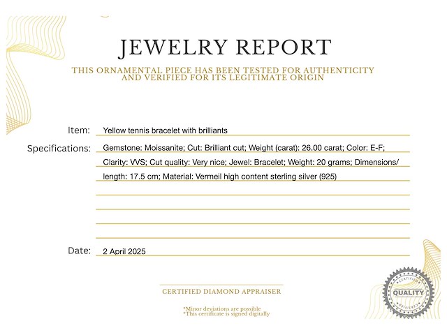 Gele tennisarmband briljanten - afbeelding 3 van  6