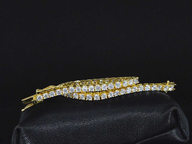 Gele tennisarmband met briljanten - afbeelding 1 van  4