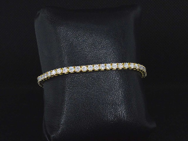 Gele tennisarmband met briljanten - afbeelding 2 van  4