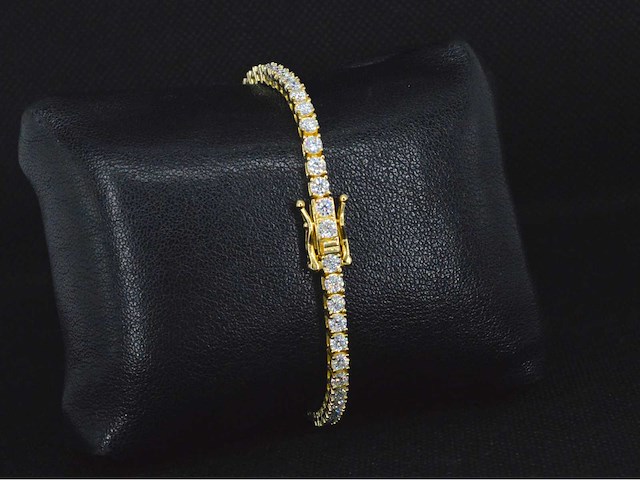 Gele tennisarmband met briljanten - afbeelding 4 van  4