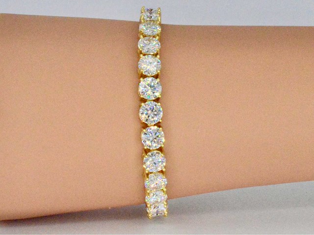 Gele tennisarmband met briljanten - afbeelding 1 van  5