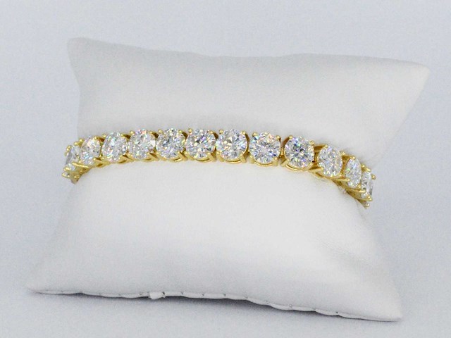 Gele tennisarmband met briljanten - afbeelding 4 van  5