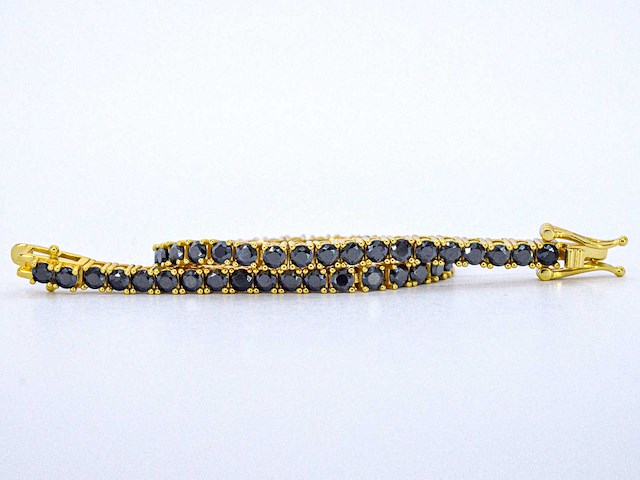 Gele tennisarmband met zwarte briljanten - afbeelding 1 van  5