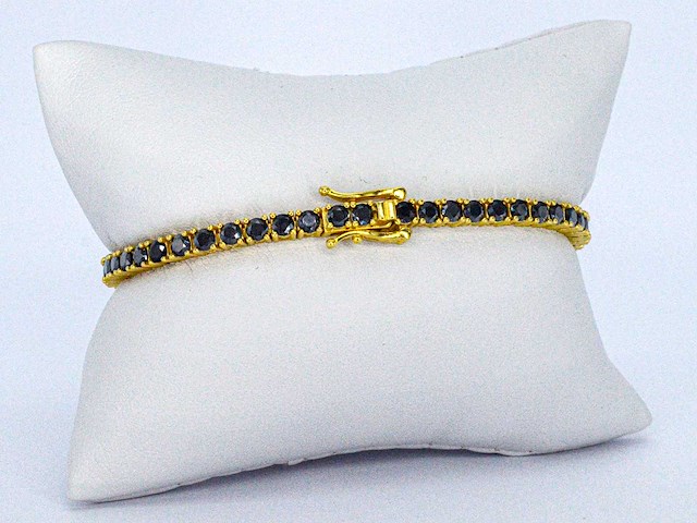 Gele tennisarmband met zwarte briljanten - afbeelding 5 van  5