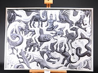 Gelegde puzzel m.c. escher ingelijst - afbeelding 1 van  5
