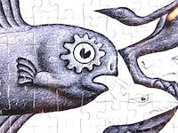 Gelegde puzzel m.c. escher ingelijst - afbeelding 4 van  5