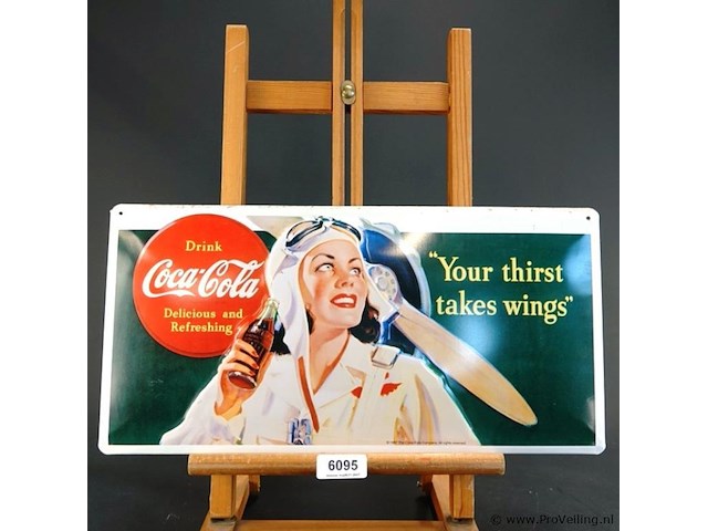 Gelithografeerde tinnen coca cola reclame - afbeelding 1 van  6