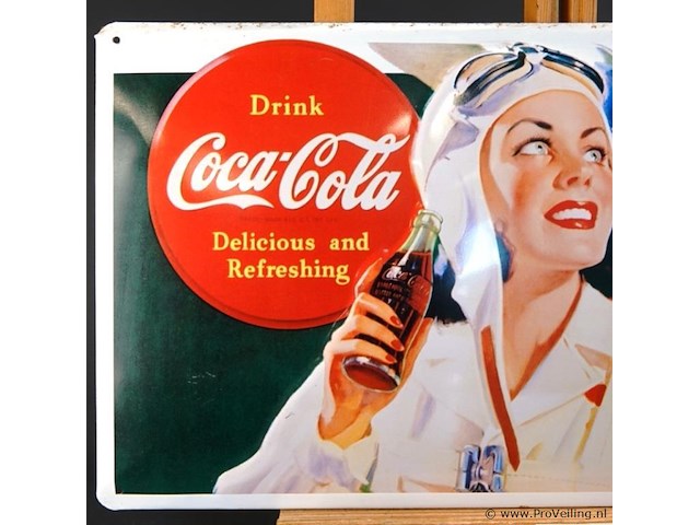 Gelithografeerde tinnen coca cola reclame - afbeelding 2 van  6