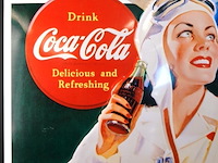 Gelithografeerde tinnen coca cola reclame - afbeelding 2 van  6