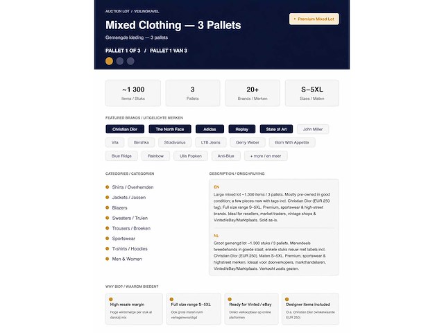 Gemengde mix kleding - 3 pallets grote kleding mix (1300x) - afbeelding 68 van  70