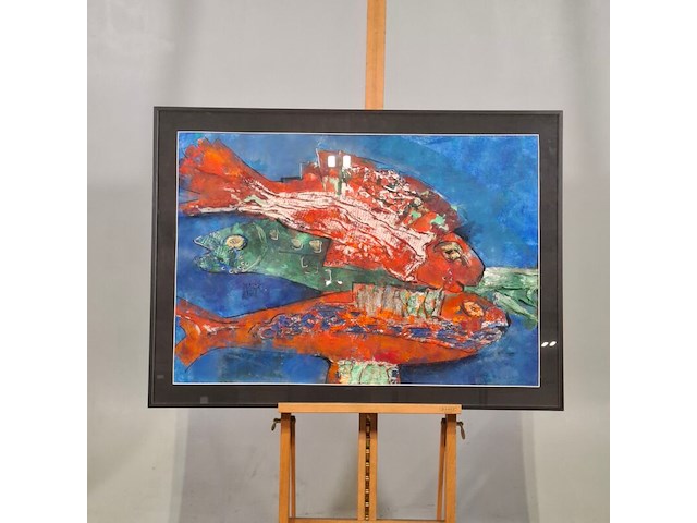 Gemengde techniek, maya wildevuur, vis, 1998 - afbeelding 2 van  8