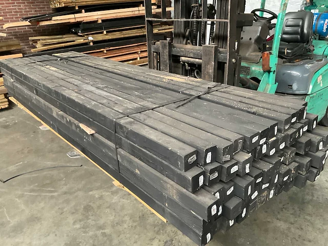 Genen tuinpaal zwart geïmpregneerd - 270x6,8x6,8 cm (20x) - afbeelding 3 van  3