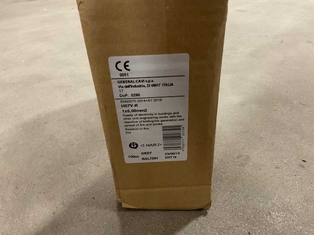 General cavi h07 v-k 1x6mm2 doos á 100m installatiedraad - afbeelding 2 van  2