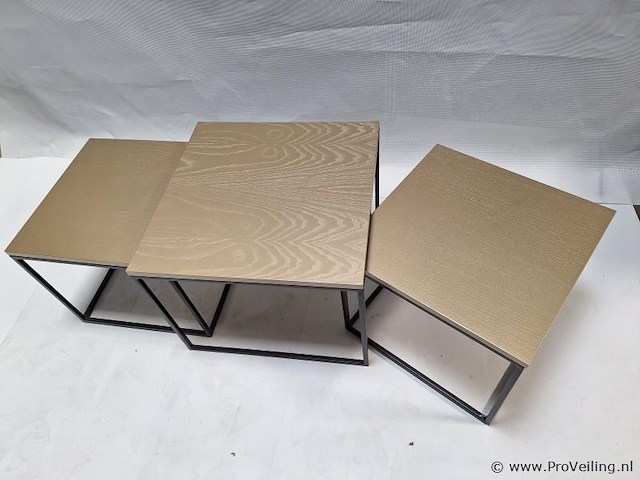 Genestelde salontafels - ca. 60x60x47 cm - set van 3 stuks - afbeelding 3 van  4