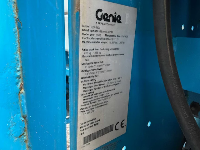 Genie - 2008 - gs 4390 - hoogwerker - afbeelding 5 van  17